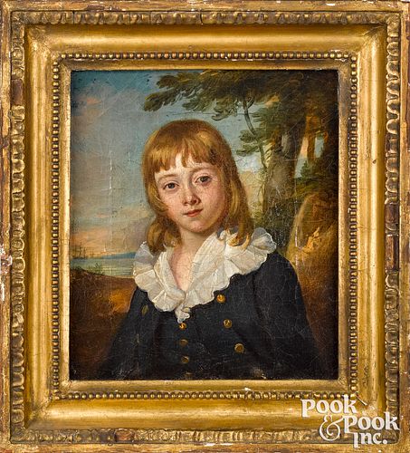 Oil on canvas portrait of a boy, ca. 1830