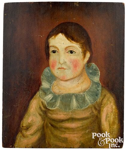 Pennsylvania oil on poplar panel folk portrait