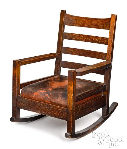 Gustav Stickley oak arts and crafts rocking chair
