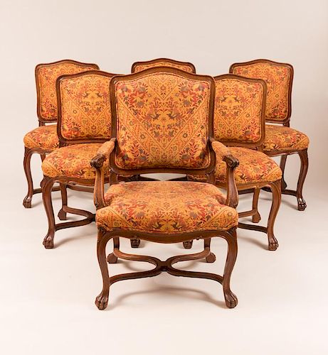 Set of Twelve Louis XV Style Mahogany Dining Chairs