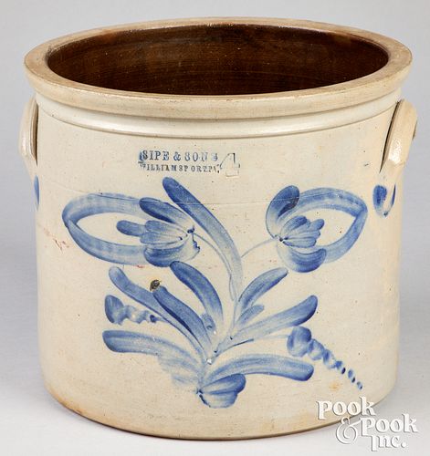 Pennsylvania four gallon stoneware crock, 19th c.