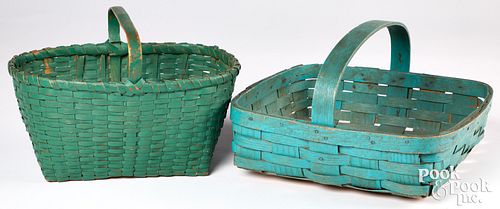 Two painted splint gathering baskets, 19th c.