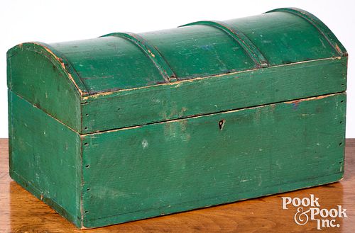Painted pine dome top dresser box, 19th c.