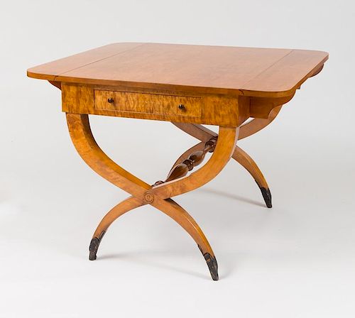 Swedish Neoclassical Style Drop-Leaf Birch Sofa Table