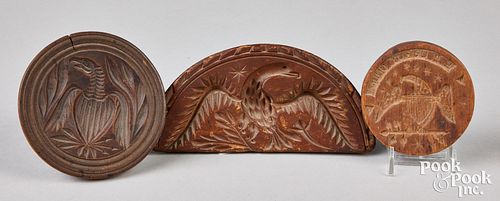 Two eagle carved butter prints, 19th c.