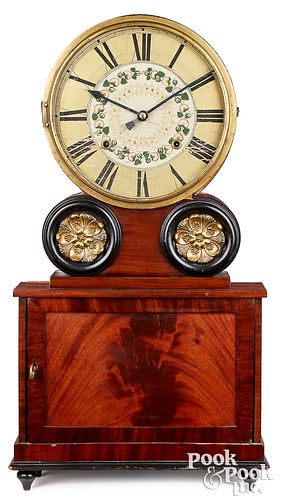 Joseph Ives mahogany wagon spring mantel clock
