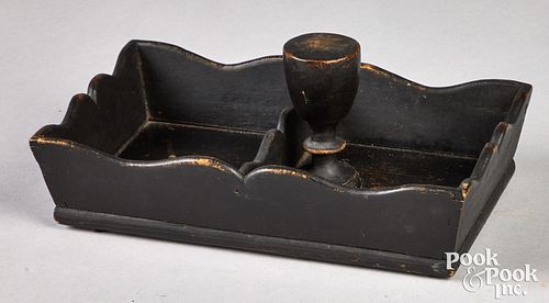 Unusual painted pine nut cracking box, 19th c.