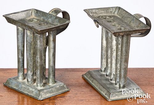 Two tin taperstick molds, 19th c.