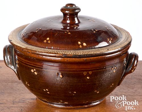 Pennsylvania redware bowl and cover, 19th c.