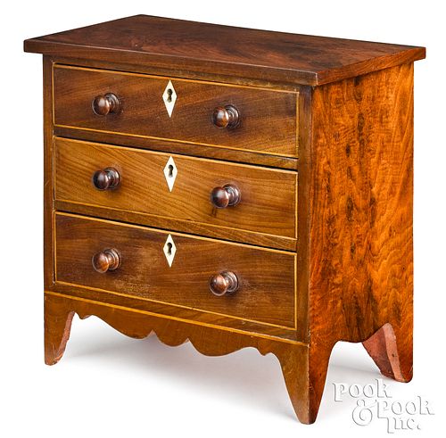 Miniature mahogany chest of drawers, early 19th c.