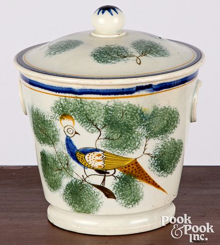 Leeds peafowl covered sugar bowl, early 19th c.