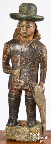 English carved and painted figure of a gentleman