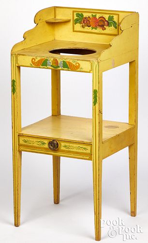 New England painted chrome yellow wash stand