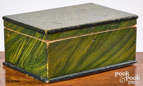 New England painted basswood document box, 19th c.