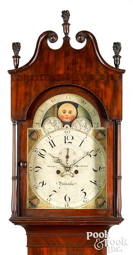 Philadelphia Federal mahogany tall case clock