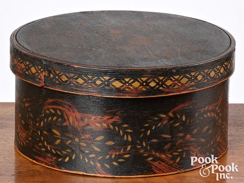 New England stenciled bentwood box, 19th c.