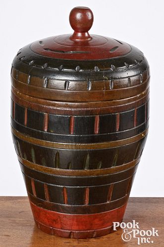 Pennsylvania turned and painted lidded tobacco jar