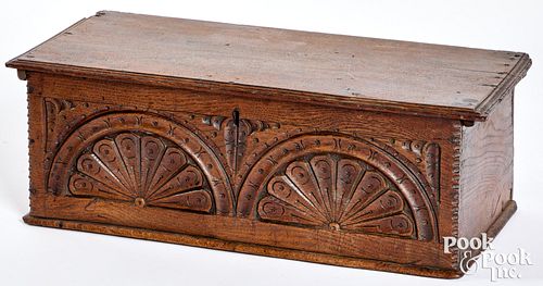 George I carved oak Bible box, ca. 1700