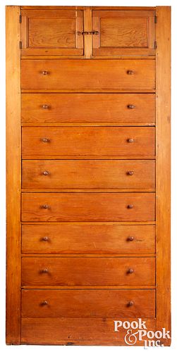 Shaker pine cupboard and case of drawers