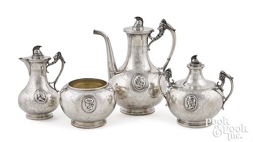 New York coin silver four piece coffee service