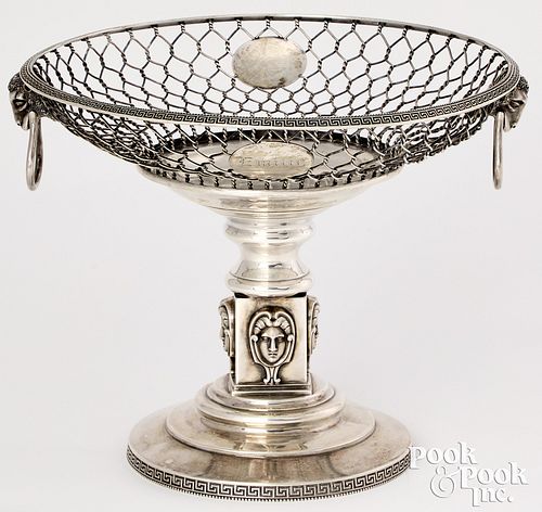 New York sterling silver wirework basket, ca. 1860