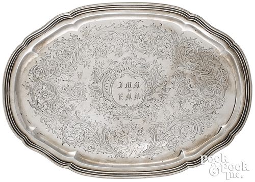 Boston coin silver footed platter, ca. 1850
