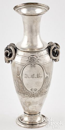 Gorham coin silver vase, 19th c.