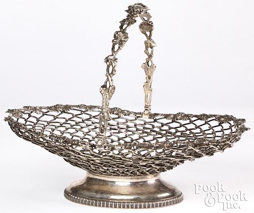 New York silver wirework basket, ca. 1860