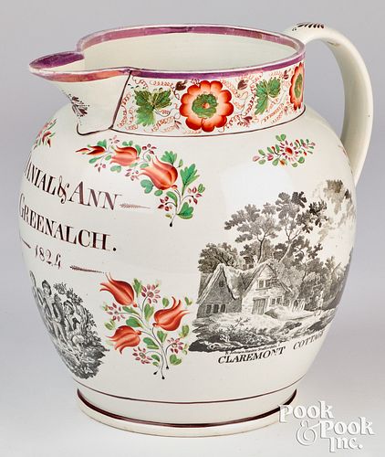 Large English Staffordshire pearlware pitcher