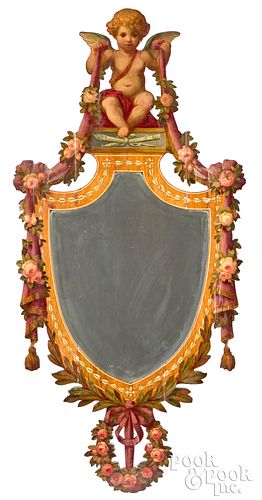 Adams style painted mahogany mirror