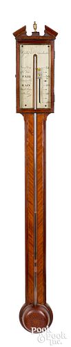 English mahogany stick barometer, ca. 1800