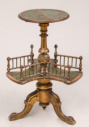 Victorian Carved Giltwood and Leather Two-Tier Book Table