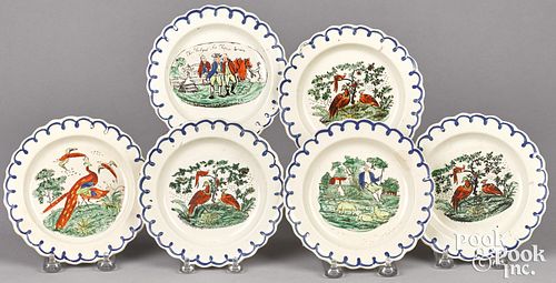 Set of six creamware plates, late 18th c.