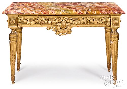 French Neoclassical giltwood pier table