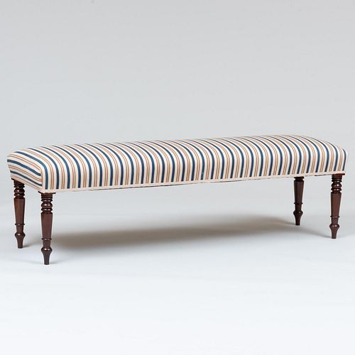 Regency Style Mahogany and Upholstered Long Bench