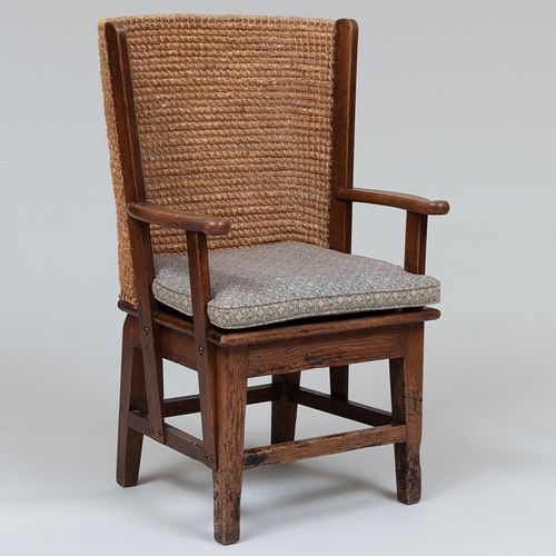 Scottish Oak and Rush Tall-Back Child's Armchair, Orkney