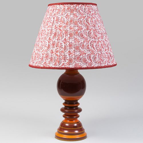 Contemporary Painted Turned Wood Lamp