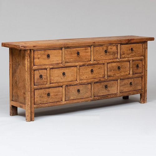 Rustic Asian Inspired Softwood Multi-Drawer Side Cabinet
