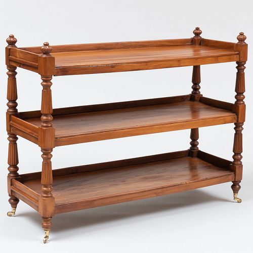 Stained Fruitwood Three-Tier Ã‰tagÃ¨re