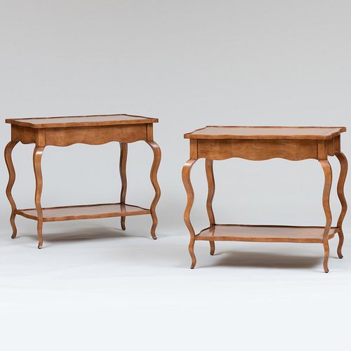 Pair of Continental Rococo Style Provincial Stained Fruitwood Tables