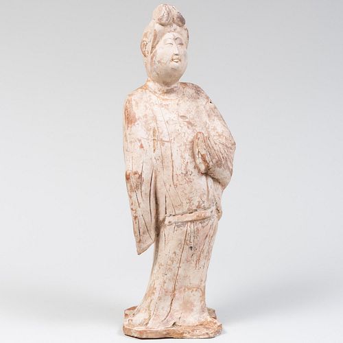 Chinese Painted Pottery Figure of a Court Lady