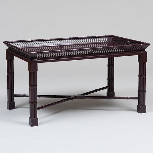 Contemporary Faux Bamboo Lacquer Low Table, Designed by Mario Buatta