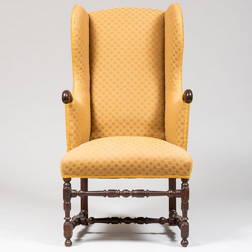Charles II Painted Wood Wing Chair