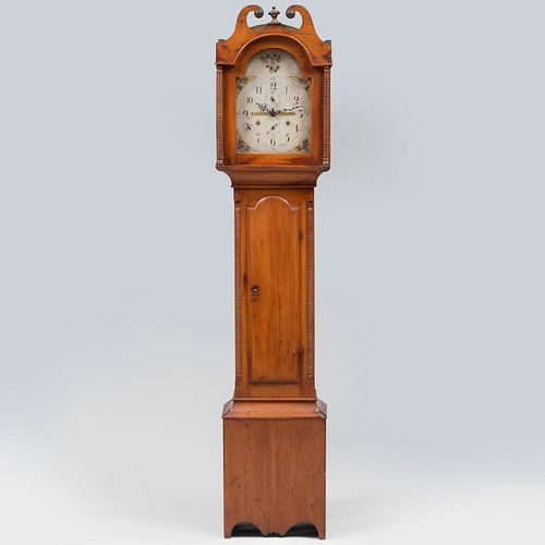Federal Cherry Long Case Clock, New England