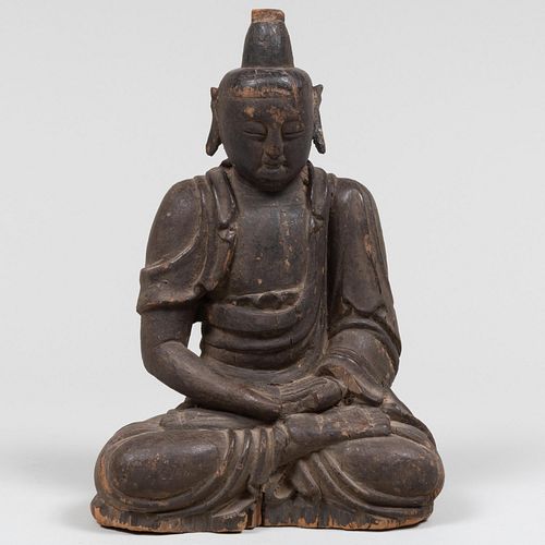 Chinese Carved Wood Figure of Buddha
