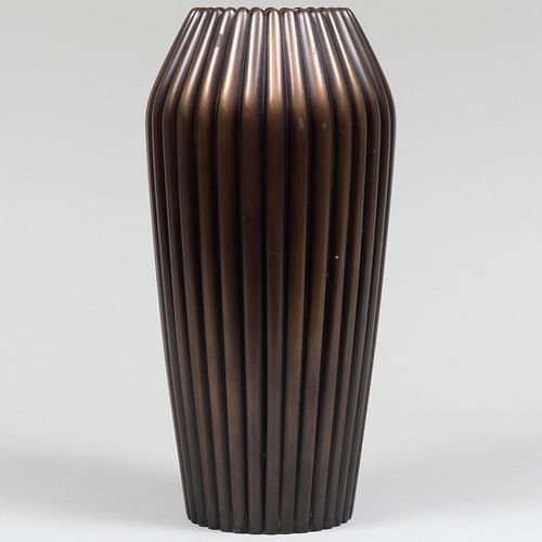 Japanese Bronze Ribbed Vase