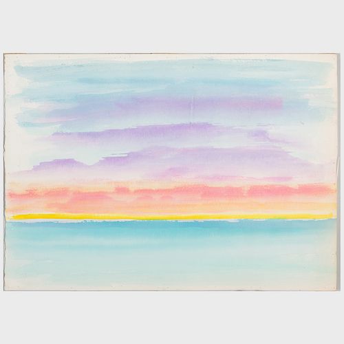 Murray Hantman (1904-1999): Abstraction; Sunburst; Abstraction C; Sky and Water; Water + Sky; and Poetic Landscape