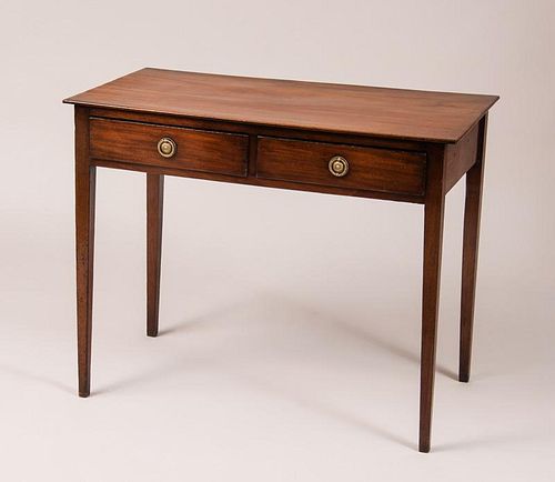 George III Style Mahogany Two-Drawer Table