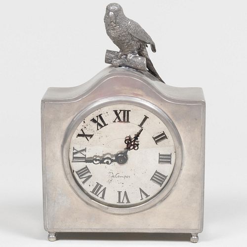 Portuguese De Campos de Quevedo Pewter Mantel Clock