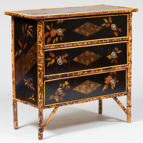 Victorian Style Lacquer and Bamboo Chest of Drawers